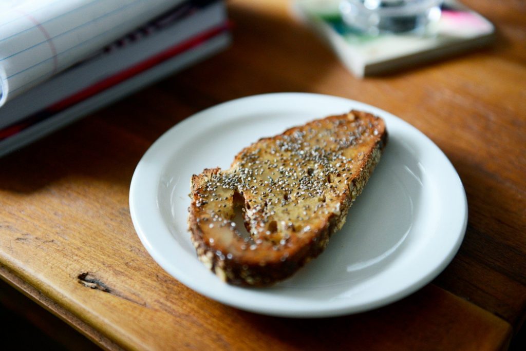 brown bread on white ceramic plate