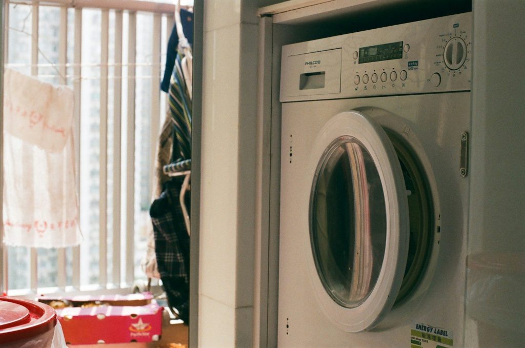 white front load washing machine