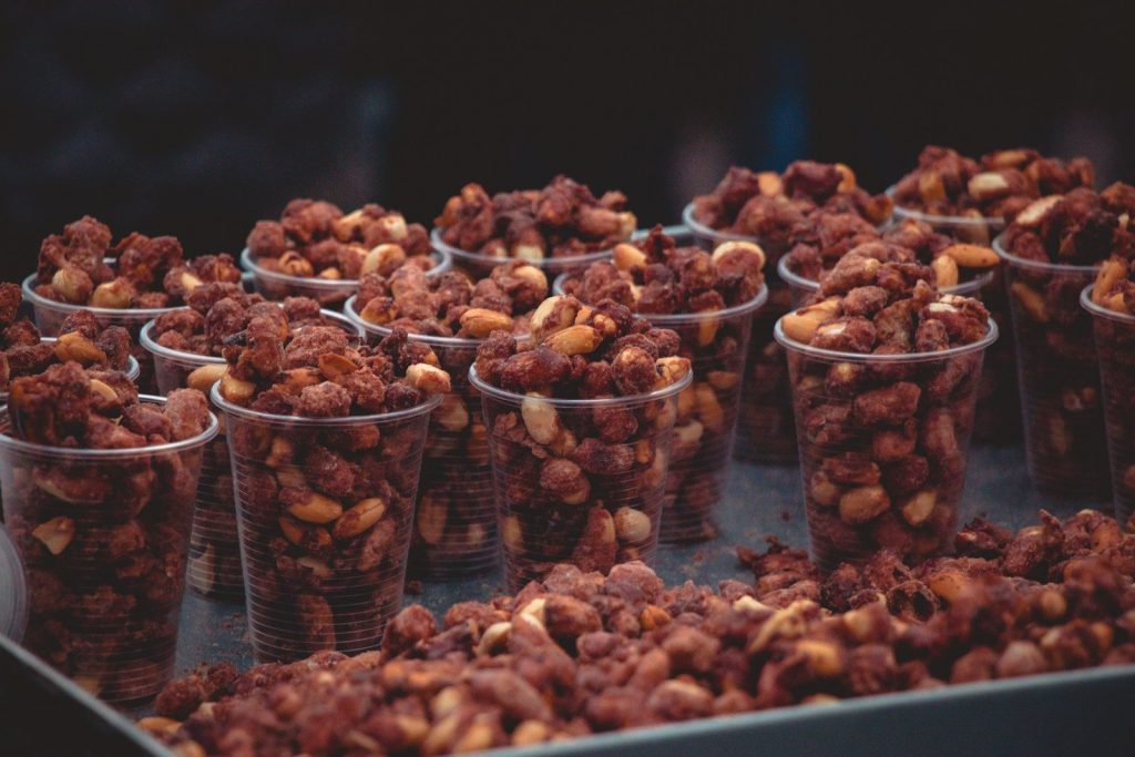 brown seeds on cups