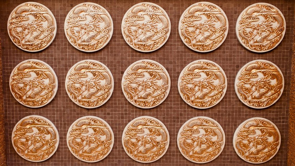 a group of brown and gold coins