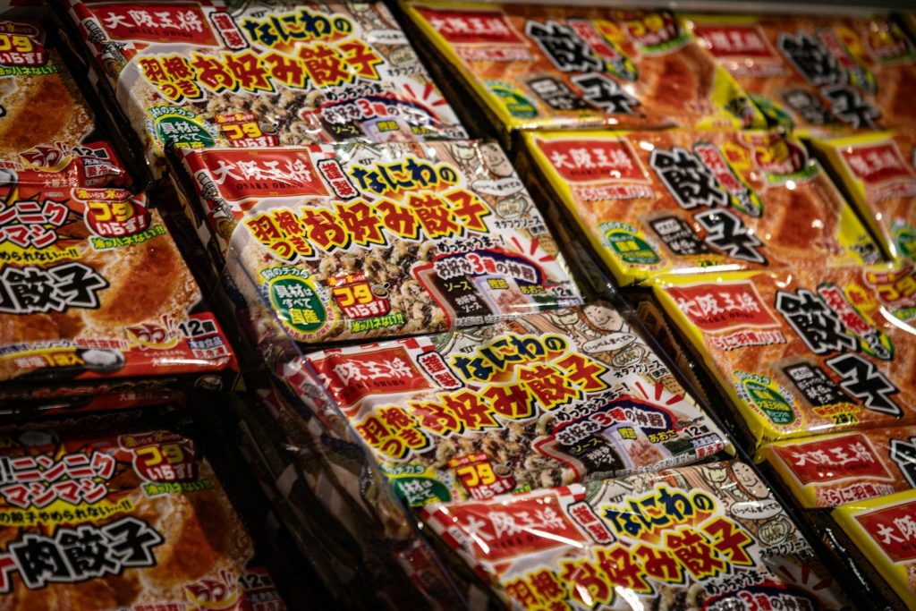 A pile of food sitting on top of a shelf