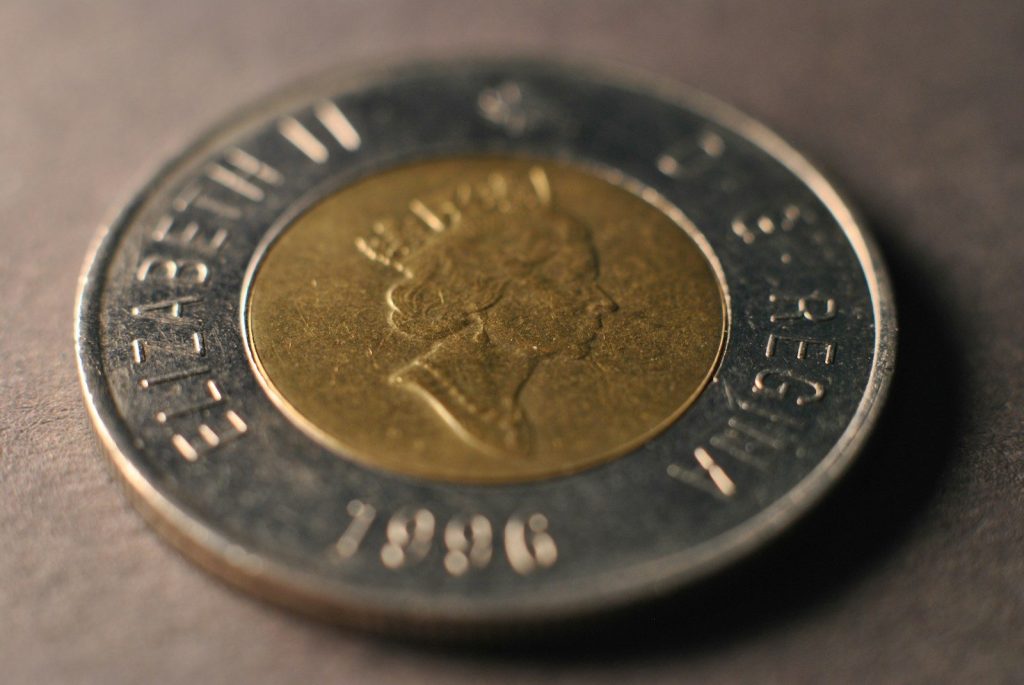 A close up of a coin on a table