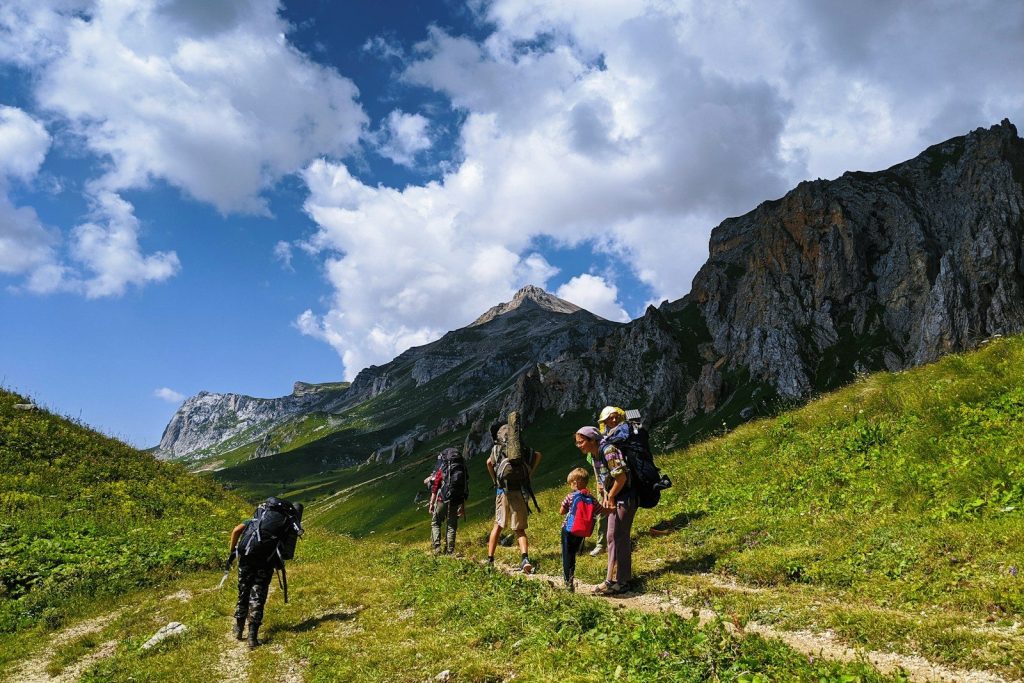 a group of people hiking