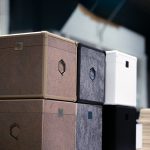 a row of grey boxes