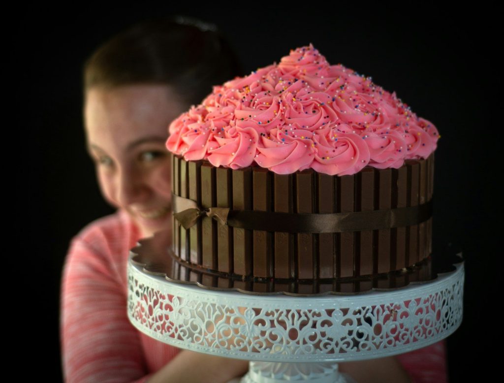 pink and white floral cake