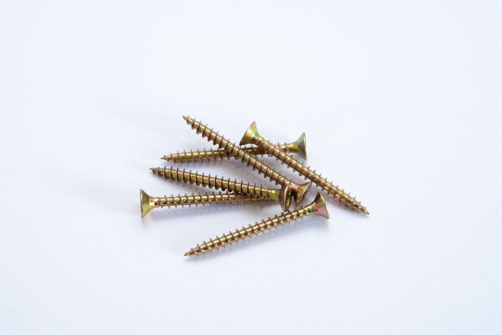 a group of screws on a white background
