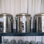 Triple set of steel containers for sustainable kitchen storage and zero waste solutions.