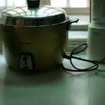white and black rice cooker