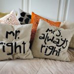 white and black i love you throw pillow