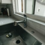 a sink with a faucet