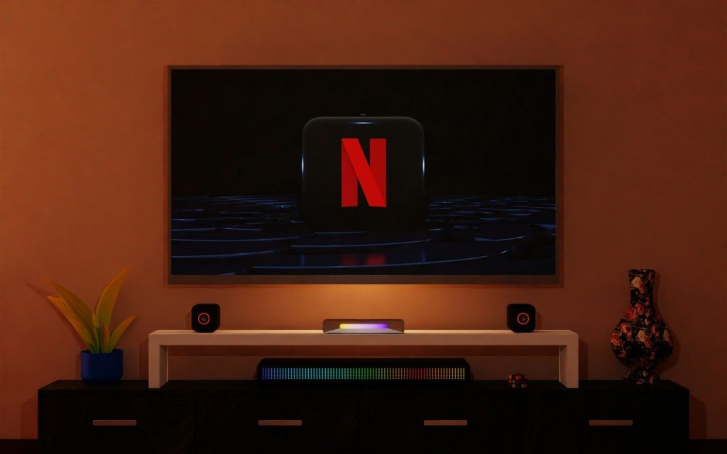 a flat screen tv sitting on top of a entertainment center