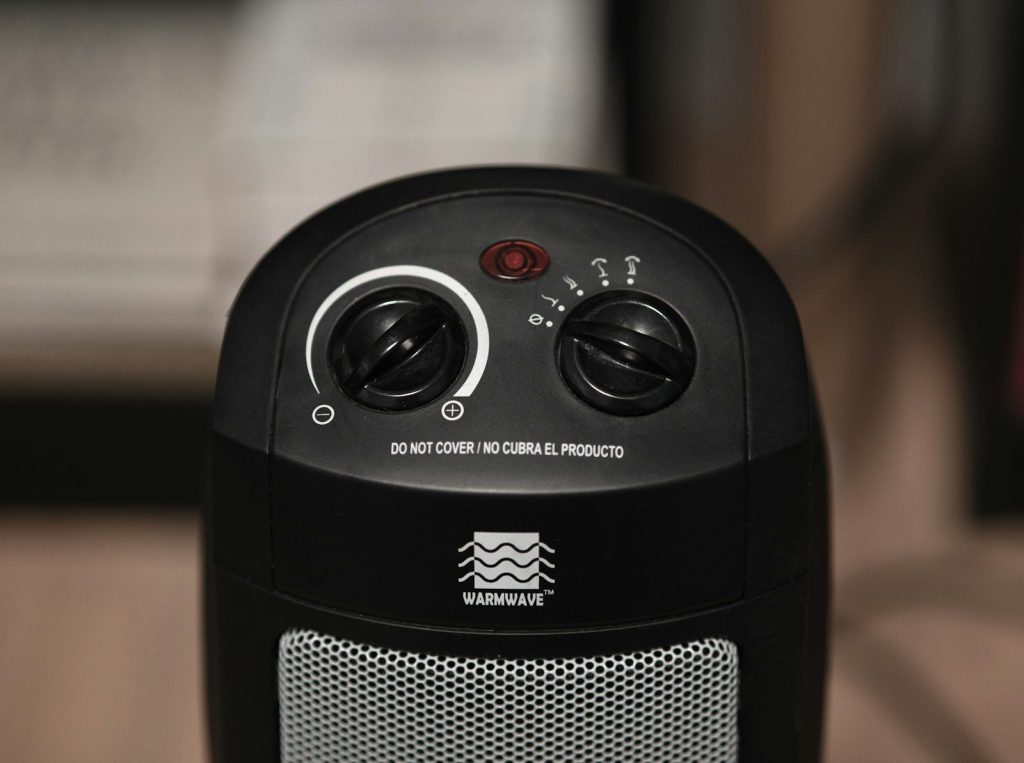 Close up of the control panel on a space heater.