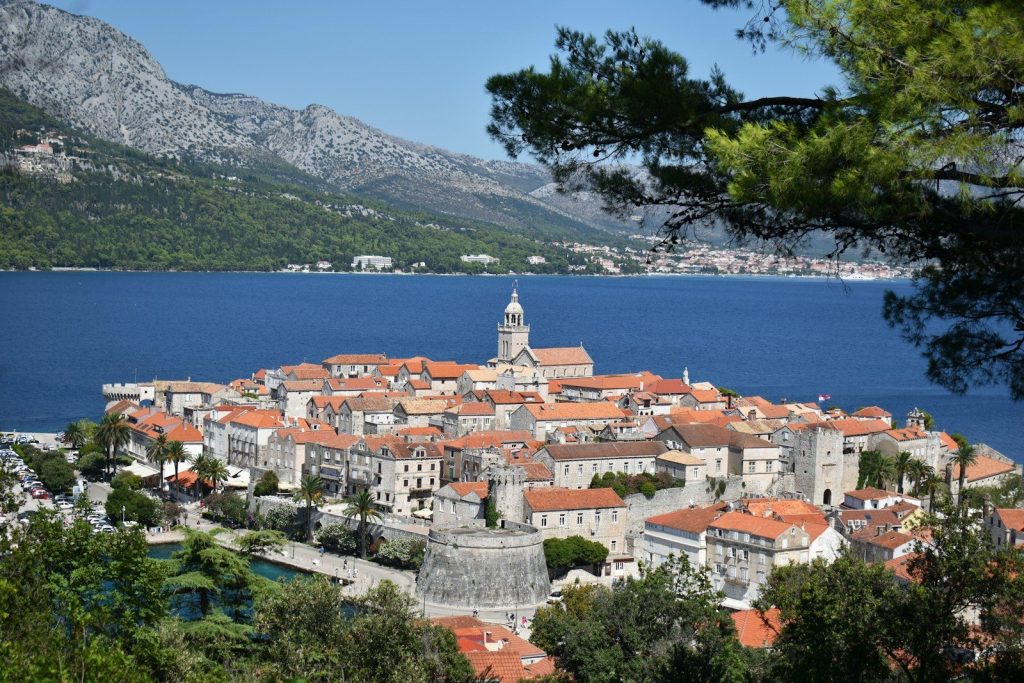 A view of a small town by the water