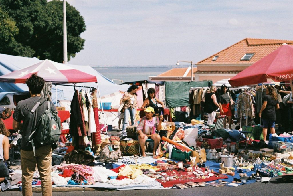 people at a market